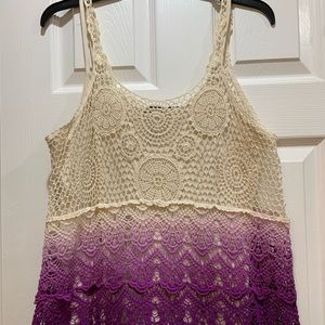 INC Cream/Purple Tank Top
